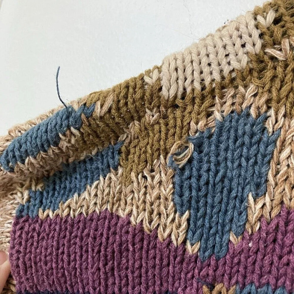 Vintage Northern Isles Floral Abstract Knit Sweater Tan Neutral Granny - Picture 5 of 5